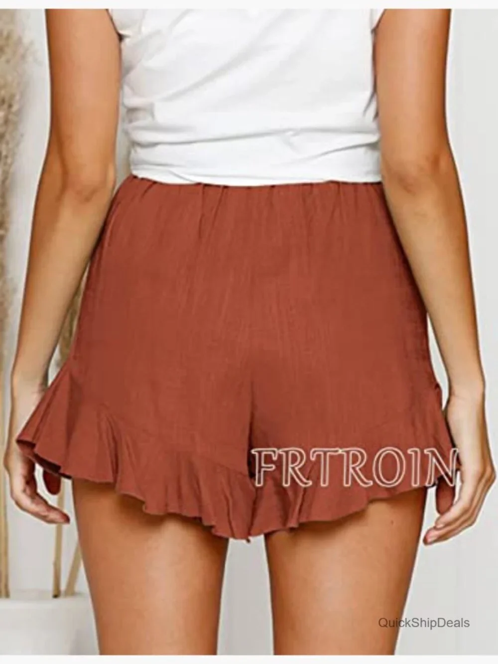 Linen Cotton Wrap Skirt High Waisted Flow Mini Skort Summer - Picture 5 of 7